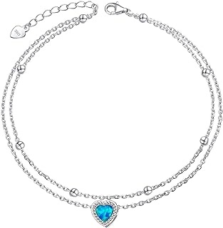 Anklets for Women 925 Sterling Silver Charm Layered Simulated Opal/Moonstone/Daisy/Infinity Summer Beach Ankle Bracelet Foot Chain Jewelry Birthday Valentine's Day Mother's Day Gift