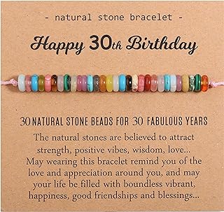 Lobster Claw Clasp 30th Birthday Charm Bracelet, Bead Chain Design, for Women - Korotho Natural Crystal Bracelet