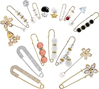 Yolev 17 Piece Faux Pearl Brooch Pins Sweater Shawl Clips Artificial for Women Girls Clothing Dresses Decoration Accessories Fashion Pearl Brooch Safety Pins Decoration