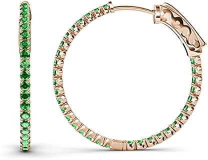 Green Garnet Inside-Out Hoop Earrings 3.15 ctw 14K Rose Gold