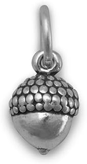 Oxidized 925 Sterling Silver Acorn Charm Pendant Necklace 6.5mm X 14mm Jewelry for Women