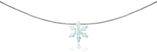 B. BRILLIANT Sterling Silver Dainty Choker Synthetic Opal Snowflake Necklace for Girls Women