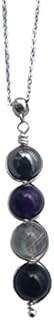(Silvertone) Negative energy protection crystal necklace,Empath protection necklace,Hematite, Amethyst, Labradorite, Black tourmaline