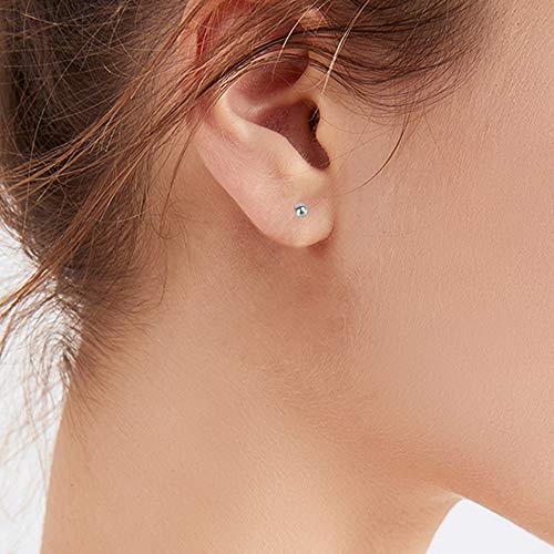 Ball Stud Titanium Earrings,Hypoallergenic for Women Girls High Polished Colored for Sensitive Ears, 3mm and 4mm Pure Titanium Nickel-Free Lead-Free