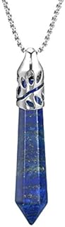 Lobster-Claw Clasp Synthetic Lapis Lazuli Crystal Necklace with Rolo Chain for Women and Men - Hexagonal Pendant