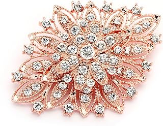 Mariell Rose Gold Wedding Jewelry Crystal Bridal Brooch Pin for Brides, Bridesmaids, Mother of the Bride