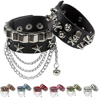 Cuff Bracelet Skull Y2K Fairy Grunge Punk Pop Rock Riveted Retro Artificial Leather Star Chain Cool Personality