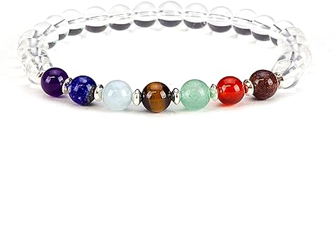 Cherry Tree Collection Natural Genuine Gemstone Chakra Stretch Bracelet | 6mm Beads, Sterling Silver Spacers | Men/Women | Small, Medium, Large Sizes
