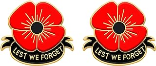 2 4 10 Red Metal Poppy flower Pins Brooch Handmade craft enamel flower Lest We Forget for Women Men Veterans Day Memorial Day Remembrance Day Gifts Clothing Accessories lapel pin