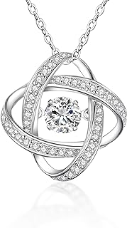 Sterling Silver Dancing Cubic Zirconia Necklace with 18-Inch Chain for Women and Girls, Heartbeat Design - Ideal for Mothers, Sisters, Friends on Special Occasions