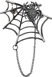 SELOVO Black Spider Crystal Rhinestone Gothic Brooch Pin