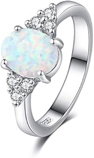 18K Gold Women's Opal Stone Ring and Mosang Stone Engagement Wedding Ring October Birthday Stone Ring Anniversary Commitment Ring