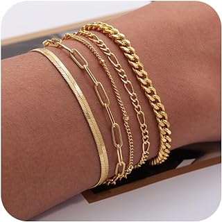 Lobster Claw Clasp 14K Yellow Gold Bead Bracelet for Women | Herringbone, Cuban, Bead, Figaro, Link Chain | Ideal Fashion Gift | Elegant Design