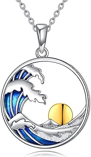 925 Sterling Silver Cable Chain Ocean-Themed Necklace - Mermaid, Turtle, Wave & Compass Pendants - Ideal Beach Jewelry Gift for Women