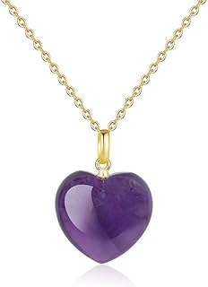 Collier en Améthyste COAI pour Femme, Idéal pour Saint-Valentin ou Anniversaire, avec Chaîne en Argent 925 Plaqué Or 14K, Taille 40+5cm, et Design Romantique, pour Elle Mère