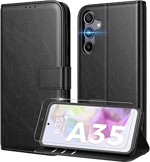 Peakally Funda para Samsung Galaxy A35 5G con Tapa, Bloqueo RFID y Ranuras para Tarjetas, Función Soporte, Cierre Magnético y Pantalla de 6.4'', Ideal para Protección Completa