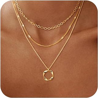 Layered Gold Necklaces for Women, Stackable Dainty 14K Real Gold Plated/Silver Chain Necklace Layering Beach Cute Fashion Pendant Choker Necklaces Trendy Jewelry Set Gifts for Women Teen Girls