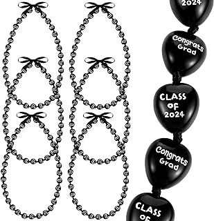 35 Inch Chunky Kukui Nut Lei with Heart Shaped Beads Ribbon Closure Hawaiian Kukui Nut Necklace 2024 Graduation Gift Graduation Leis for Women Men Celebrations, Black