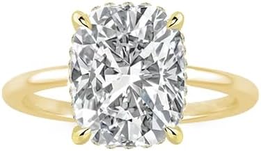 4CT Cushion Cut Cubic Zirconia Engagement Ring for Women in Pure Silver - Solitaire Design Promise Ring