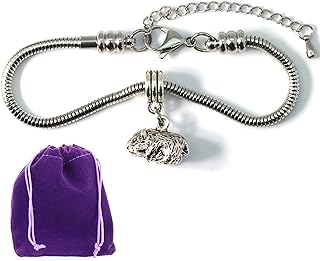 Spring Ring Bunny Charm Bracelet - Stainless Steel Snake Chain, Ideal Gift for Men and Women, Guinea Pig Memorial Design