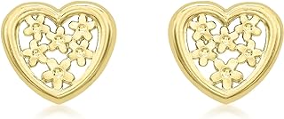Carissima Gold Women's 9 ct Yellow Gold 8 x 7 mm Flower Heart Stud Earrings