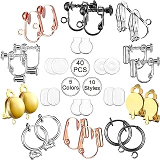 10 Pairs Earring Converters Pierced to Clip Pierced Earring Converters to Clip on Pierced to Clip Earring Converter Clips Rarrings for Women Girls DIY Craft, 10 Styles