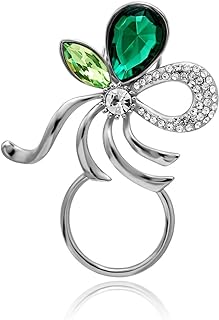 Chic Silver Emerald Bow Pin Brooch with Magnetic Clasp for Glasses/Sunglasses - Elegant Unisex Spectacle Holder Design