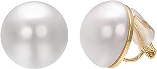 Yoursfs Gold Pearl Clip On Earrings Women Classy White Pearl Earrings Faux Pearl Earrings Painless, Non-Piercing Hypoallergenic Earrings