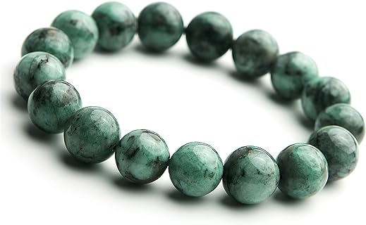 12mm Natural Green Emerald Bead Bracelet, Bead Chain Style with Rich Hue and Easy to Wear Design
