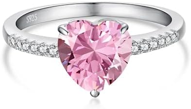 2CT Heart-Shaped Cubic Zirconia Engagement Ring in 925 Sterling Silver for Women, Perfect Anniversary or Promise Ring Gift for Wife or Girlfriend