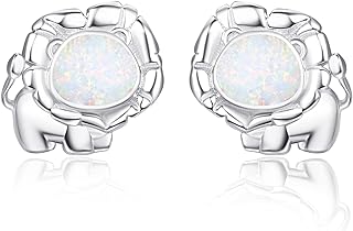 Opal Lion Jacket Stud Earrings in 925 Sterling Silver with Push-Back Finding for Women and Girls
