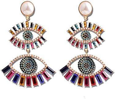 Evil Eye Earrings Funny Rhinestone Earrings for Women Girls Fashion Crystal Statement Dangle Earrings for Women Teen girls