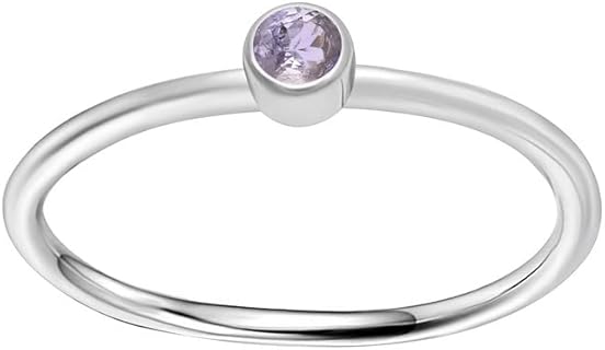 925 Sterling Silver Round 3 MM Gemstones Birthstone Women Engagement Stackable Ring