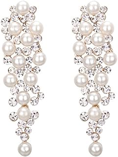 Versatile & Elegant Simulated Pearl Dangle Earrings with Push Back for Women, Wedding-Ready Design