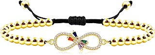 Mayfaith Infinity Symbol Ladies Bracelet Tennis Zircon Chain /4mm Brass Beaded Adjustable Bracelet Colored Crystal Anniversary Jewelry for Girl Wife Girlfriend Birthday Gift