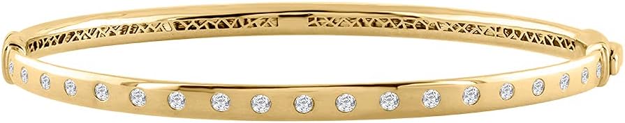 FINEROCK 1/2 Carat Bezel Set Diamond Bangle Bracelet in 14K Gold