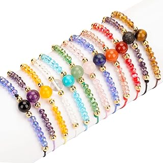 12 Pcs Evil Eye Bracelet Set Mexican Bracelets for Women Girls Healing Crystal Gemstone Bracelets Handmade Beaded Bracelets Stress Relief Reiki Yoga Diffuser Semi Precious
