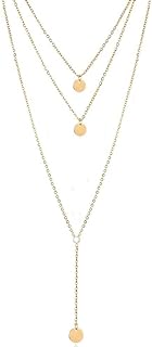 Fashion Layered Long Necklace Coin Pendant Necklaces Chain Charm Necklace Jewelry for Women and Girls (Gold)