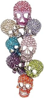 EVER FAITH Austrian Crystal Halloween Gorgeous 8 Skeleton Head Cluster Brooch