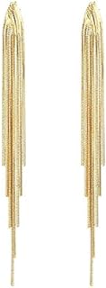 FUTIMELY Long Tassel Dangle Drop Earrings for Woman Teen Girls,Silver/Gold Punk Sleek Metal Chain Earrings Wedding Bridesmaid Jewelry