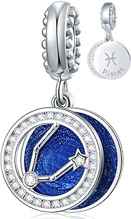 925 Sterling Silver Zodiac Sign Charms with Cubic Zirconia - Brighton Bracelet Beads or Necklace Pendants, Perfect for Celebrating Birthdays and Anniversaries