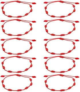 10 Piece Goldstone Adorned Red Braided Bracelets with Silver Buckle Clasp for Protection and Good Luck, Adjustable Size for All - Perfect Friendship or Love Gift