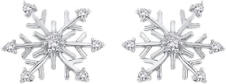 Stunning Push-back Diamond Snowflake Stud Earrings, Crafted from Luxurious White Gold – Perfect for Those who Love Unique Designs