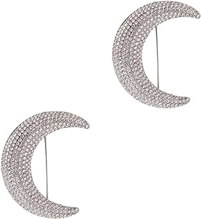 KESYOO Metal Pin 2pcs Full Diamond Moon Brooch Suit Sweater Scarves Lapel Brooch Women Clothes Brooch Brooches for Women Moon Pin Dress Accessories Hat Brooch Collar Miss Alloy Mubarak
