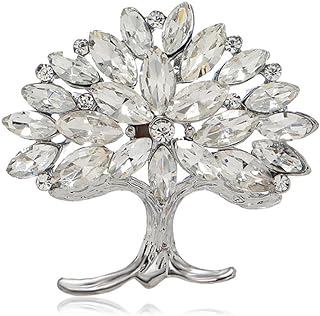 Chic Cubic Zirconia Silver-Plated Tree of Life Brooch Pin with Stylish Design for Women and Girls - Perfect for Hats, Bags, Suits, Dresses - Ideal Gift for Parents