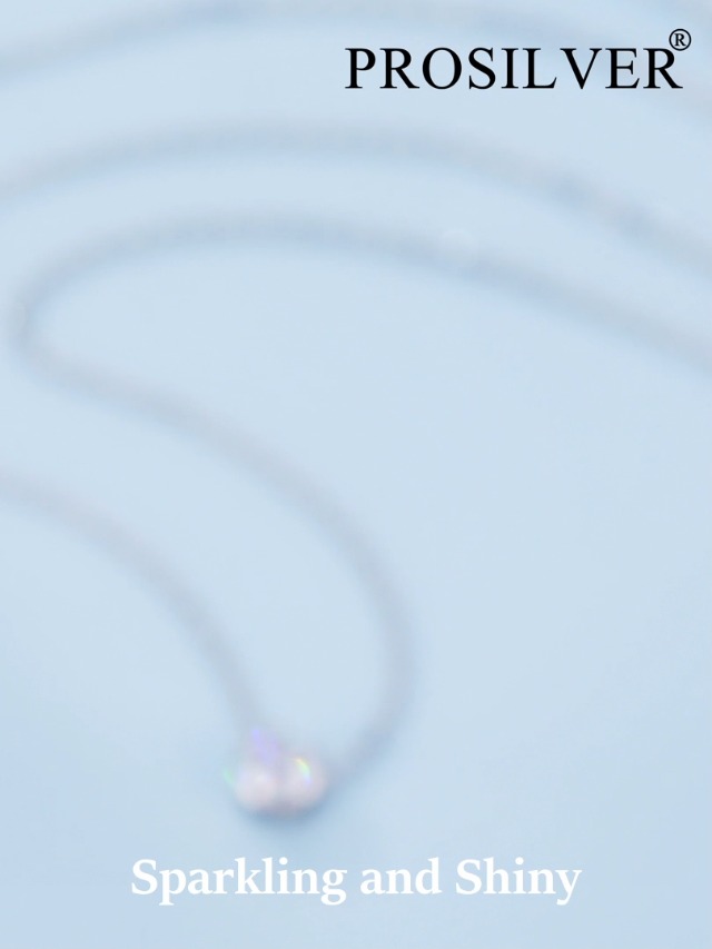 PROSILVER Dainty Cubic Zirconia Necklace in 925 Sterling Silver with Rolo Chain and Lobster Clasp, Ideal for Women and Teen Girls, Adjustable 16-18 inches