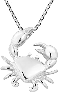 Women's AeraVida Cancer Zodiac Crab Claws Pendant Necklace with Cable Chain and Round Spring Ring Clasp in .925 Sterling Silver