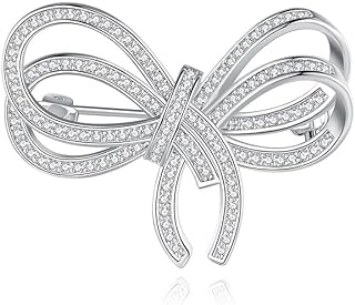 Cubic Zirconia Bow Knot Brooch for Women - Kokoma Rhinestone Lapel Pin with Butterfly Clasp, Copper Material and Elegant Ribbon Design