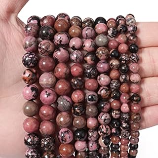 Siomia's 35pcs 10mm Red Black Rhodonite Beads for Custom Jewelry Making, Emotional-Balance Healing Crystal Necklace and Bracelets- Natural Stone Energy Gems