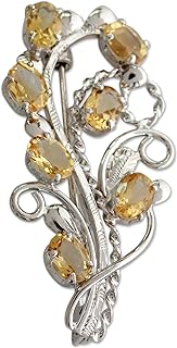 NOVICA Artisan Handmade Citrine Floral Brooch Pin Fair Trade .925 Sterling Silver Yellow India Misted Birthstone 'Sunshine Bouquet'